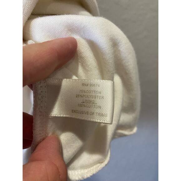 Boston Proper Cream Zip up Embroidery Velour Sweater Size M - Picture 5 of 7